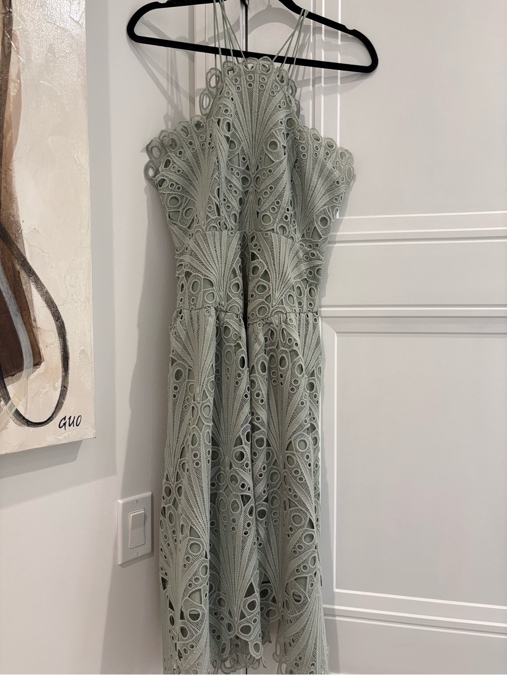 ASOS design size 8 Sage Green Lace Halter Midi Dress
